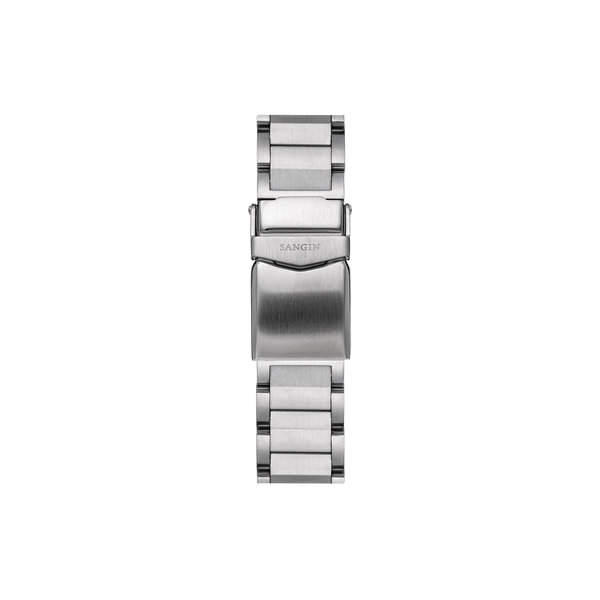 Bracelet De Montre En Acier Inoxydable Bicolore Or Et Argent - 7 Rangs, Largeur 18mm
