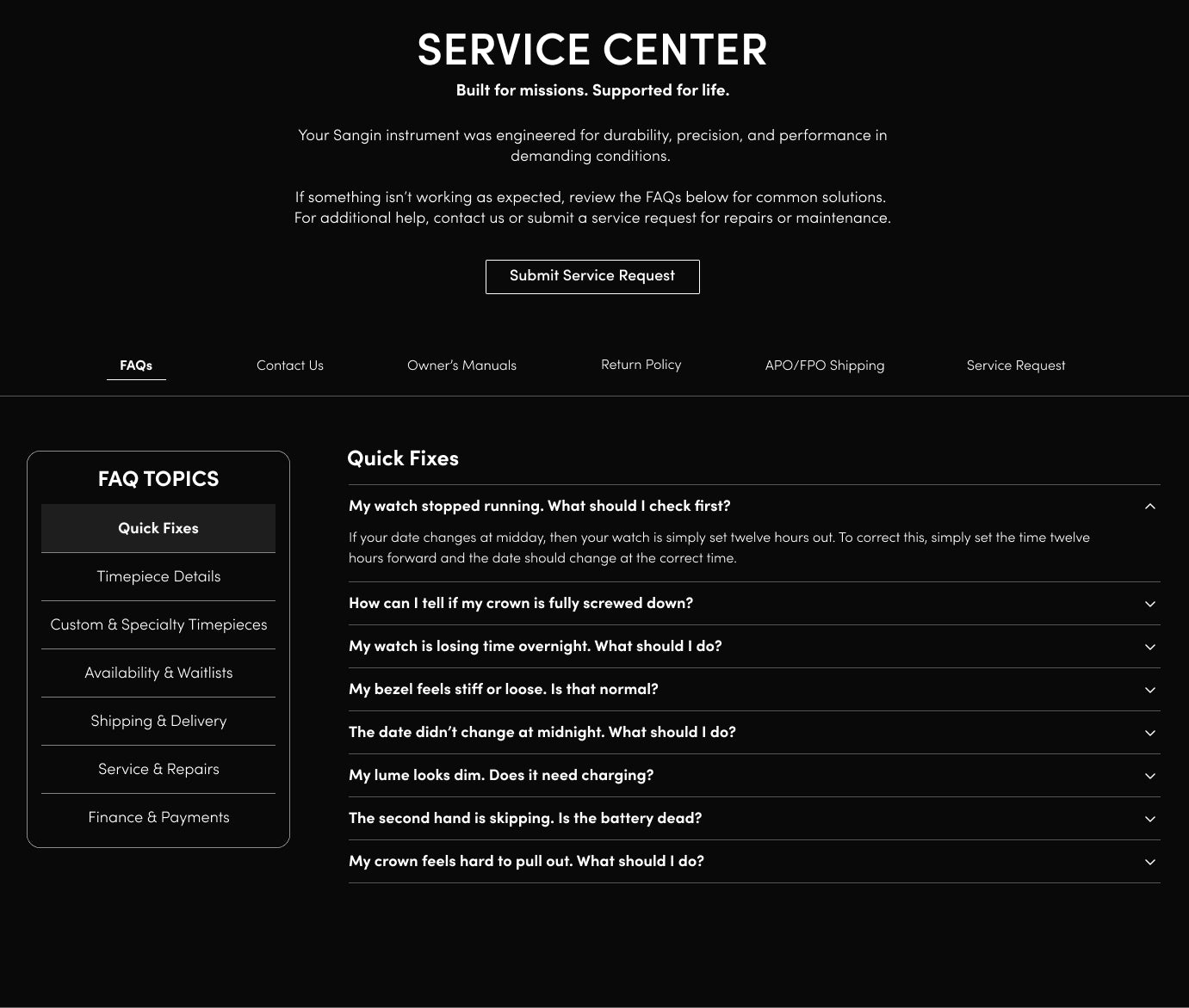 Service Center is now live. One place for FAQs, shipping info, and direct access to submit a warranty request or contact support.